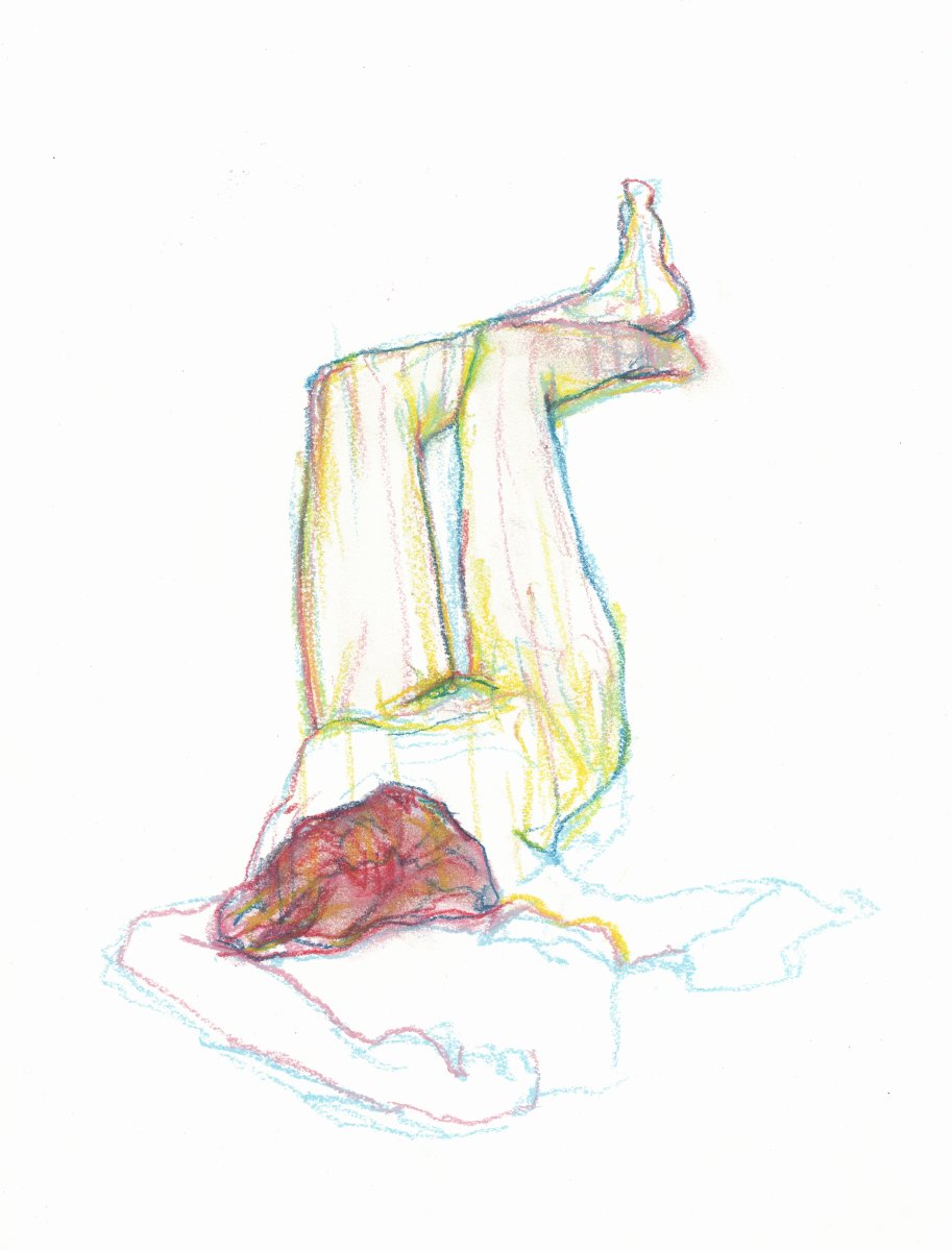 Pastel drawing by Jeremy Eliosoff, Karo Legs Up, 2009, 6" x 9"