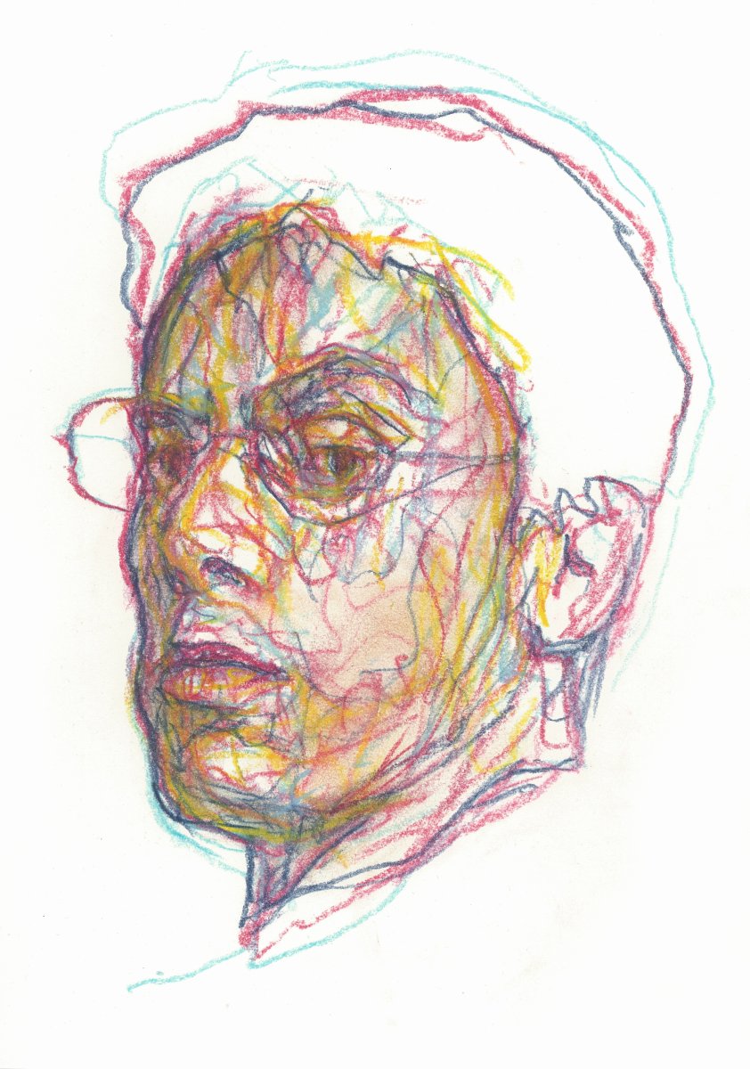 Pastel drawing by Jeremy Eliosoff, Self, 2009, 6" x 9"