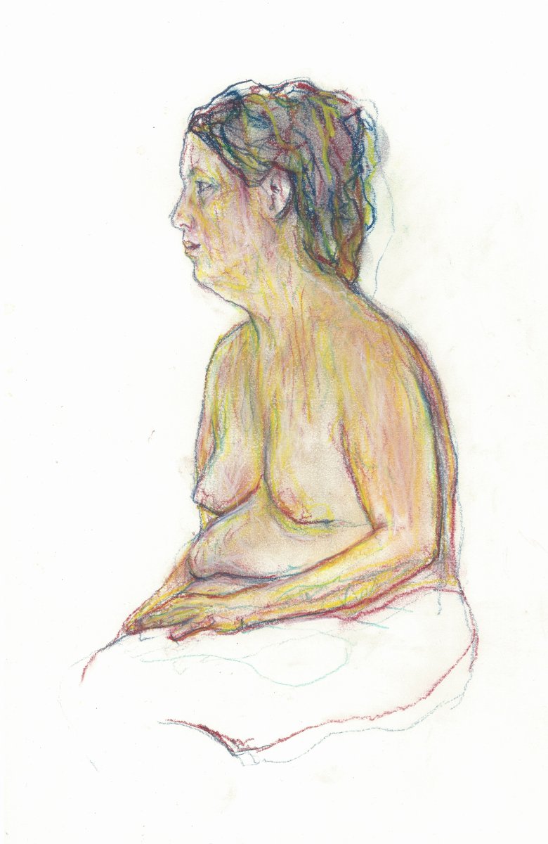Pastel drawing by Jeremy Eliosoff, Seated Woman Top, 2009, 8" x 11"