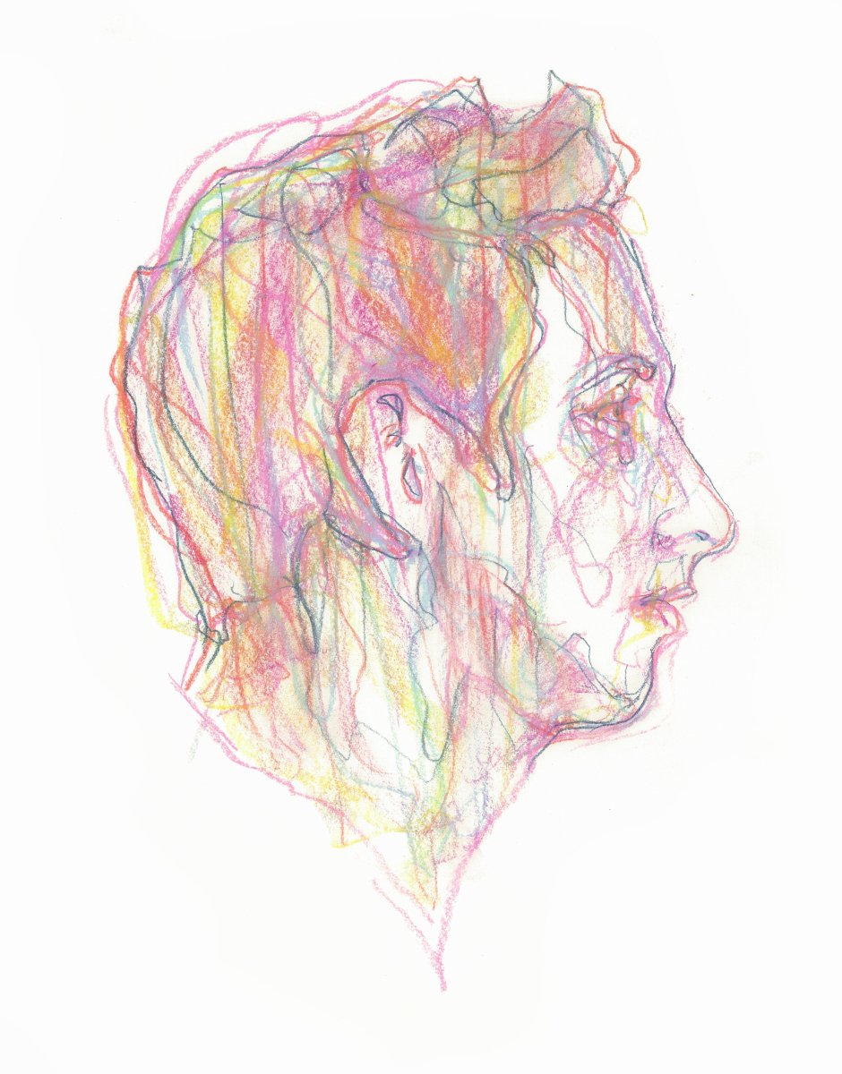 Pastel drawing by Jeremy Eliosoff, Male Pink Profile, 2010, 8" x 10"