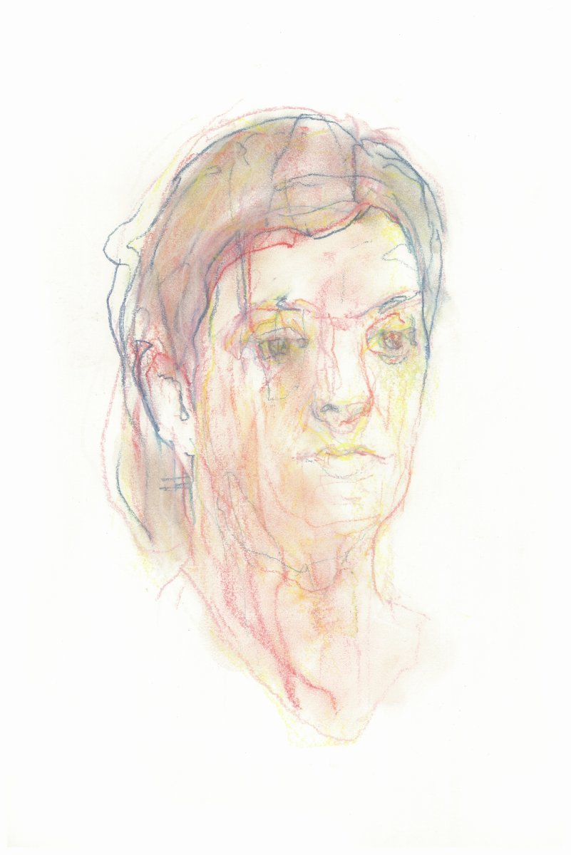 Pastel drawing by Jeremy Eliosoff, Faint Woman Head, 2011, 11" x 16"