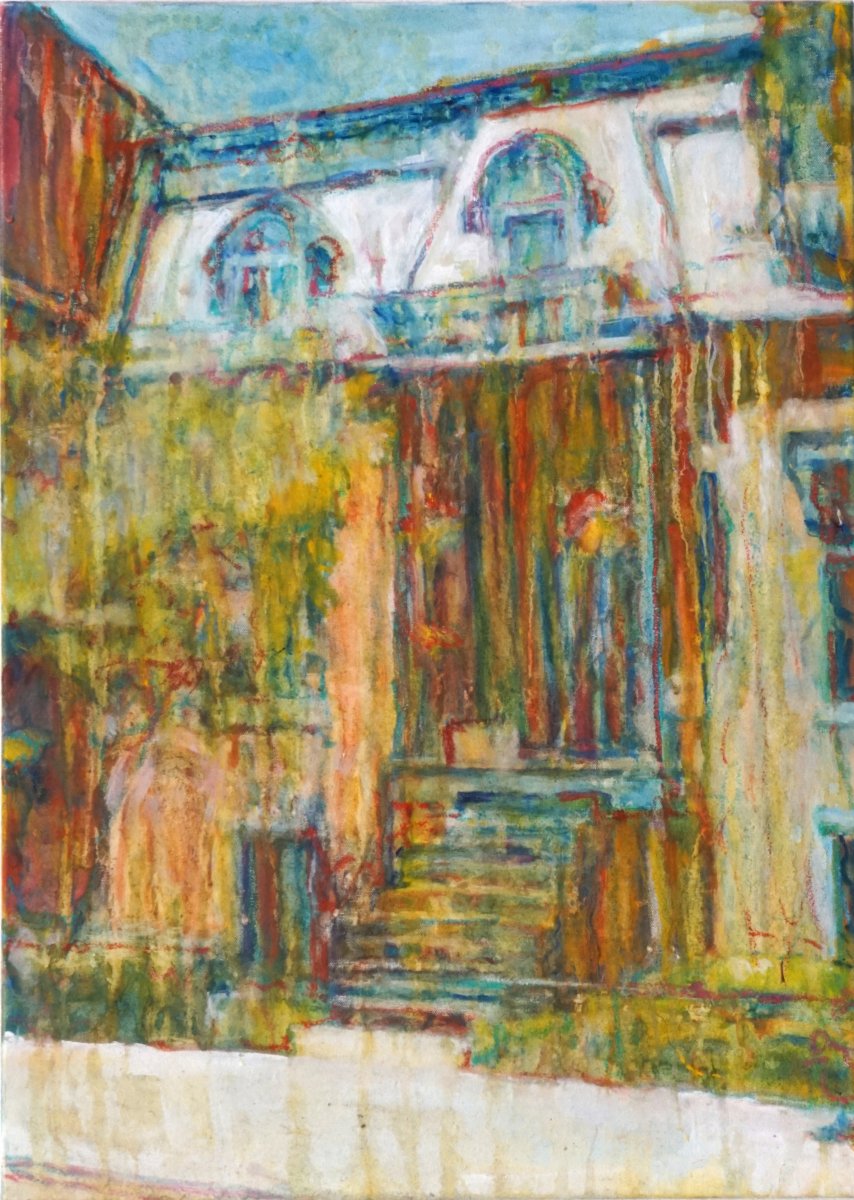 Oil painting by Jeremy Eliosoff, Porch House, 2019, 20" x 28"