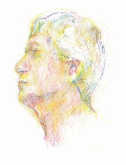 Oil painting by Jeremy Eliosoff, Yellow Man Head, 2011, 11" x 13"