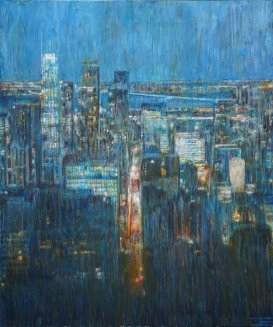 Oil painting by Jeremy Eliosoff, Mont Royal Lookout, 2021, 40" x 48"